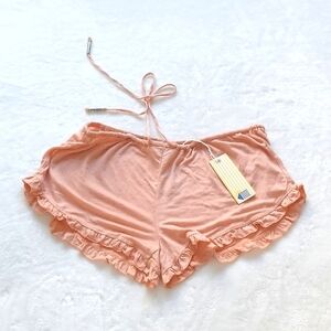 NWT Beach House Orange Peach Ruffle Trim Lounge Shorts S